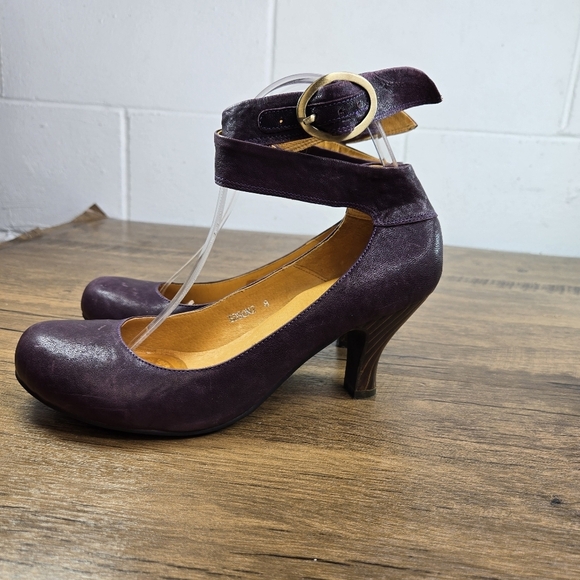 Vtg Jeffrey Campbell Edson 2 Purple Leather Ankle Strap Pumps Heels - Picture 8 of 13